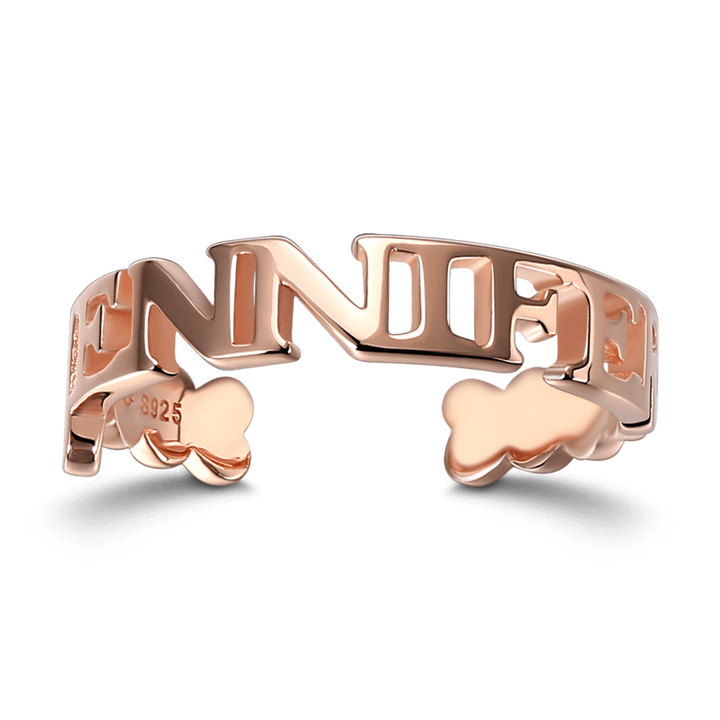 Block Letters Name Ring Silver - soufeelus