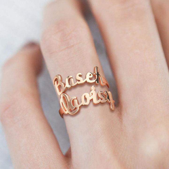 Cissyia.com Personalized Two Names Cut-Out Ring Adjustable