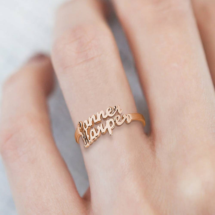 Cissyia.com Personalized Two Names Cut-Out Ring