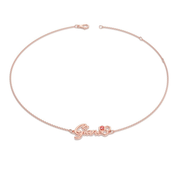 Cissyia.com Gemstone Personalized Two Names Cut-Out Engraved Bracelet
