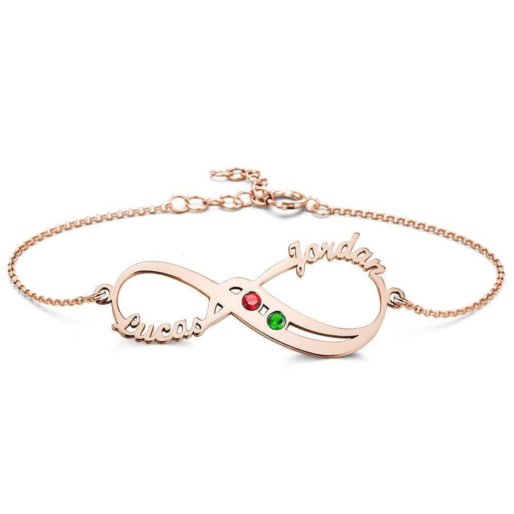 Cissyia.com Infinity Symbol Name Bracelet with Two Birthstones