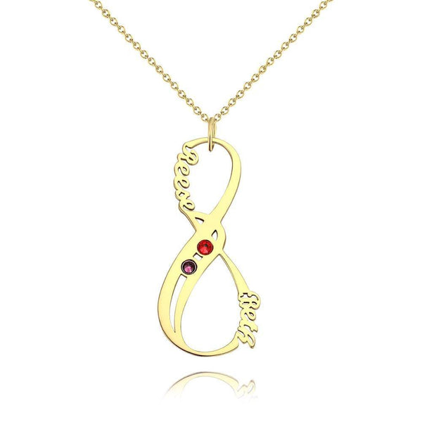 Name Necklace with Birthstone Infinity Necklace Unique Gift 14K Gold Plated - Silver - soufeelus