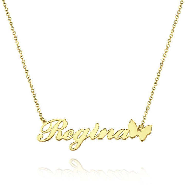 Cissyia.com Personalized Butterfly Name Cut-Out Necklace in Solid Sterling Silver