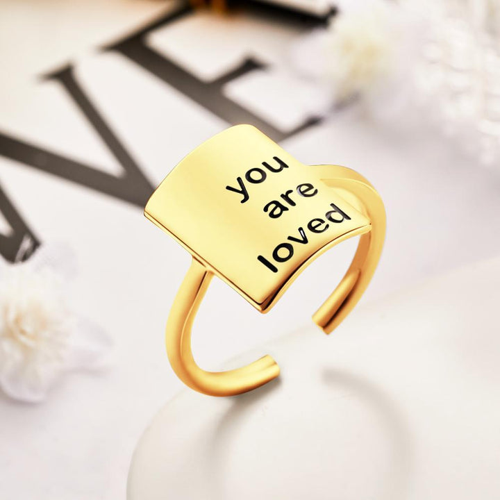 Cissyia.com Personalized Square Engravable Cuff Ring