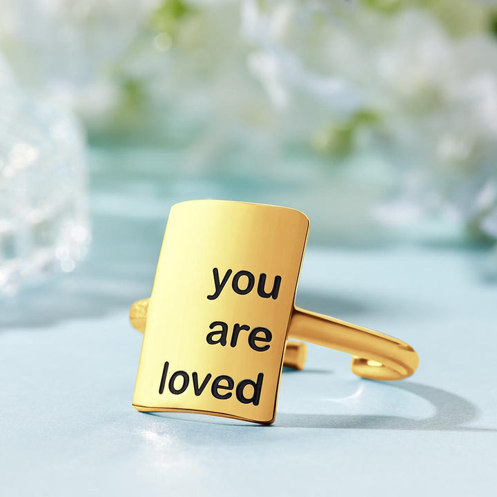 Cissyia.com Personalized Square Engravable Cuff Ring