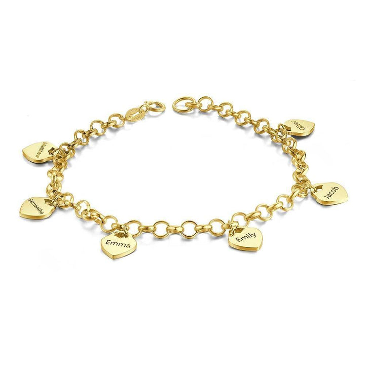 Cissyia.com Engravable Six Heart Charms Bracelet