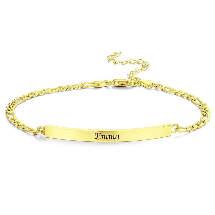 Cissyia.com Stainless Steel Personalized Bar Engraved Bracelet