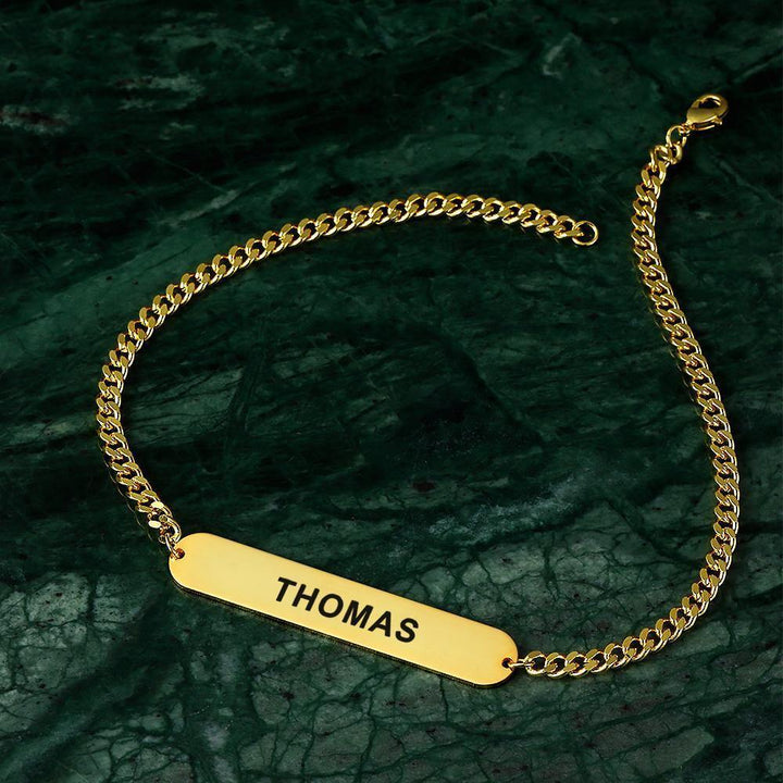 Cissyia.com Men's Bracelet Thick Chain Engraved Bracelet Custom Name Bracelet Gift for Father