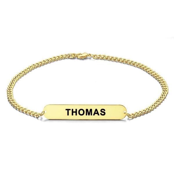 Cissyia.com Men's Bracelet Thick Chain Engraved Bracelet Custom Name Bracelet Gift for Father