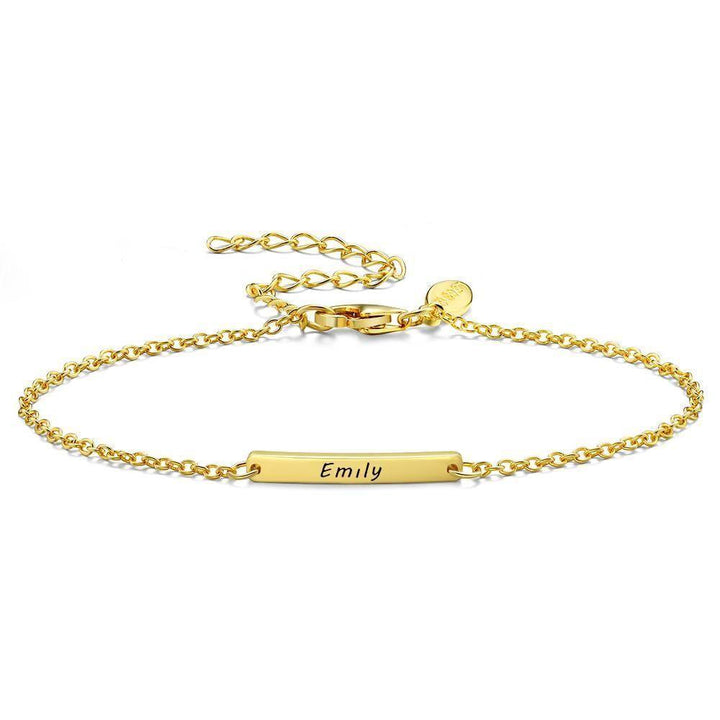 Cissyia.com Rose Gold Plated Personalized Engravable Bar Commemorative Engraved Bracelet for Kids