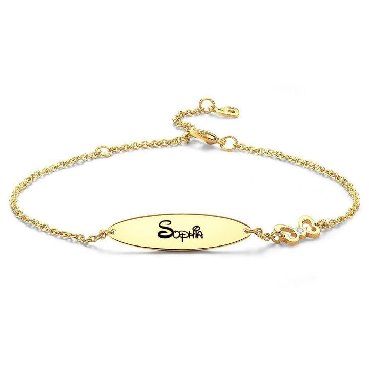 Cissyia.com Rose Gold Plated Personalized Engravable Oval Tag Engraved Bracelet