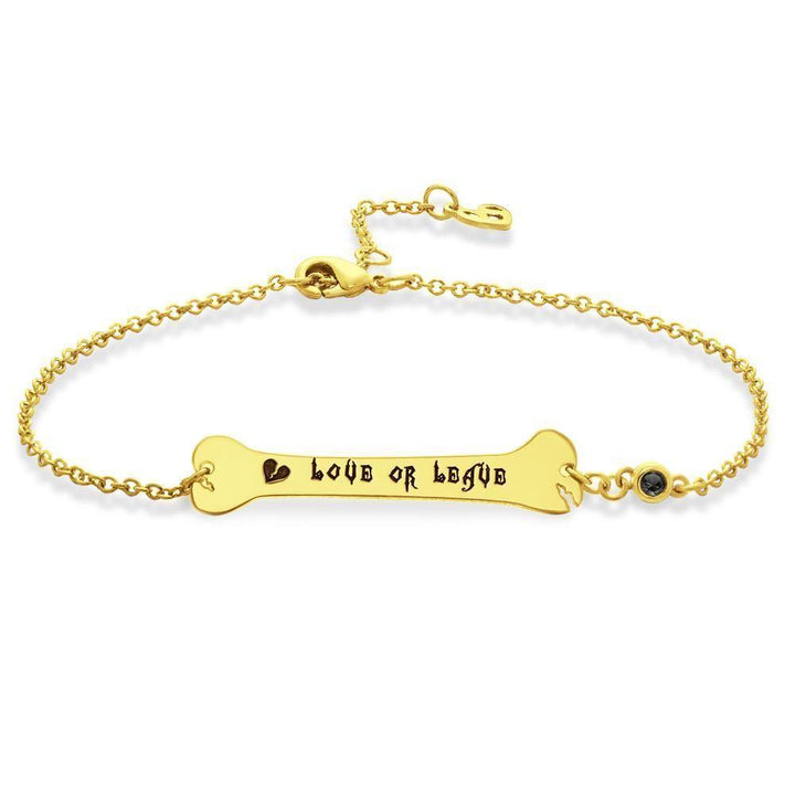 Cissyia.com Rose Gold Plated Personalized Engravable Dog Bone Engraved Bracelet