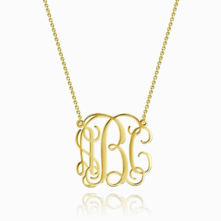 Cissyia.com Rose Gold Plated Personalized Three Monograms Name Necklace