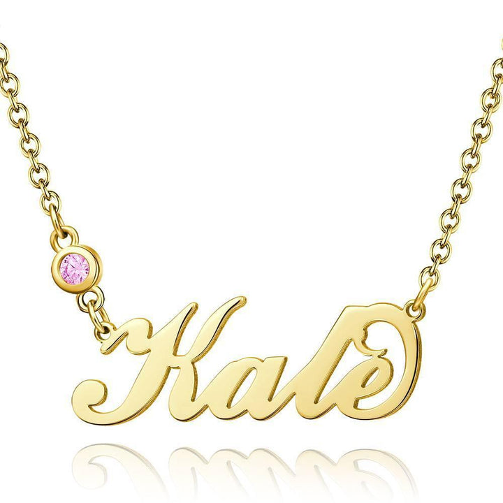 Cissyia.com Personalized Birthstone Name Necklace 14k Gold Plated Silver