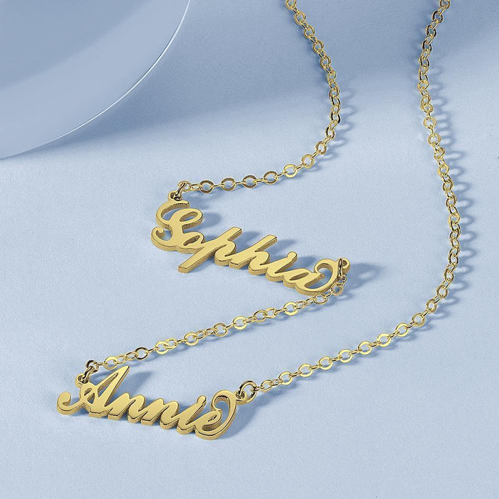 Cissyia.com Personalised Two Name Necklace Silver