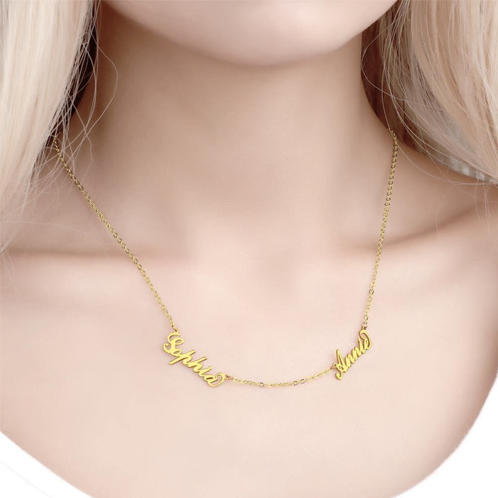 Cissyia.com Personalised Two Name Necklace Silver