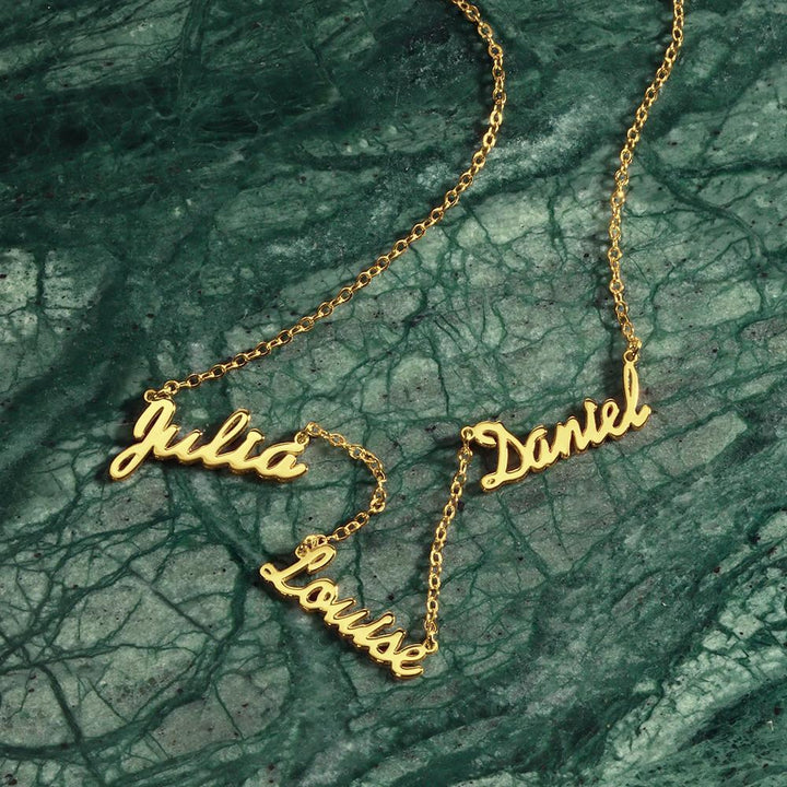 Cissyia.com 14k Gold Plated Personalized Three Names Cut-Out Necklace