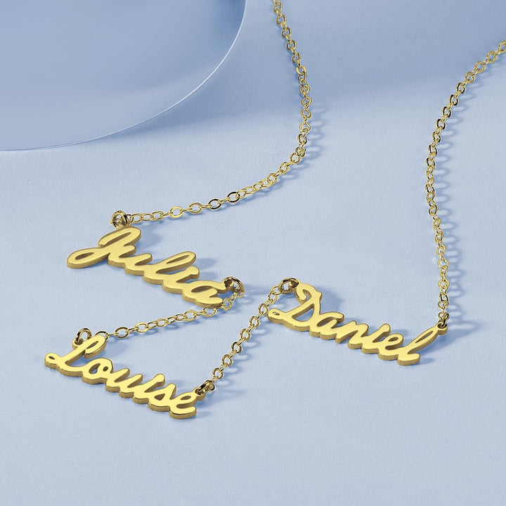 Cissyia.com 14k Gold Plated Personalized Three Names Cut-Out Necklace
