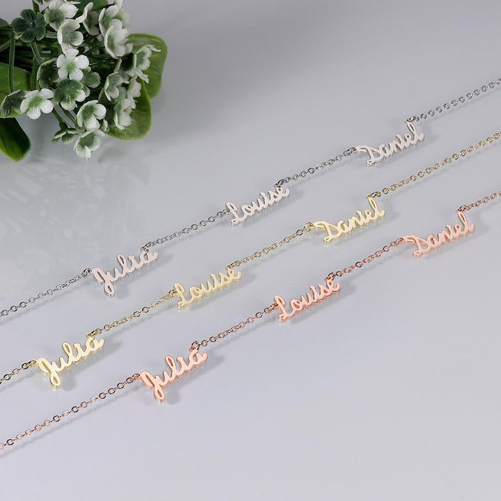 Cissyia.com 14k Gold Plated Personalized Three Names Cut-Out Necklace