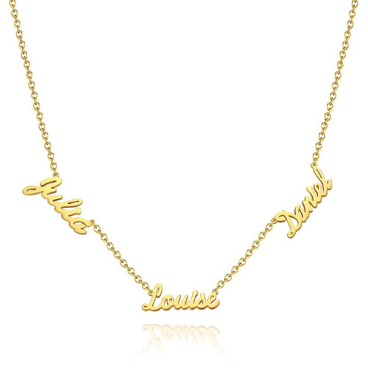Cissyia.com 14k Gold Plated Personalized Three Names Cut-Out Necklace