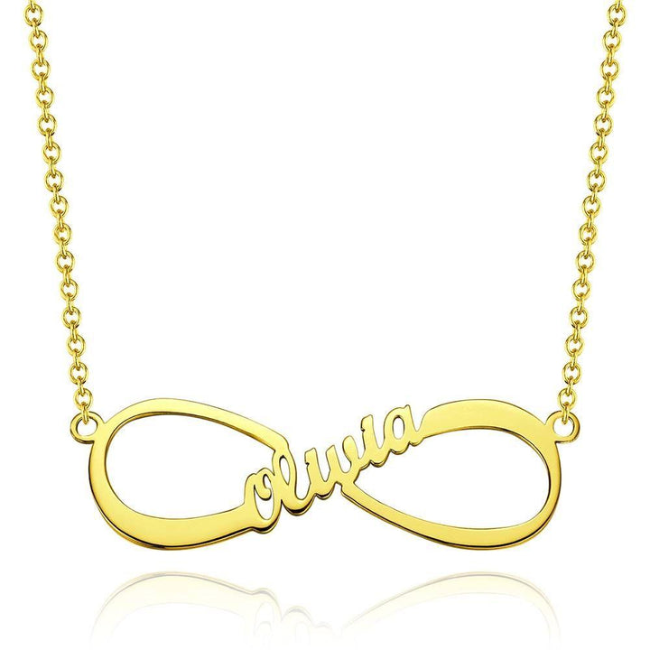 Cissyia.com Rose Gold Plated Personalized Infinity Name Cut-Out Necklace