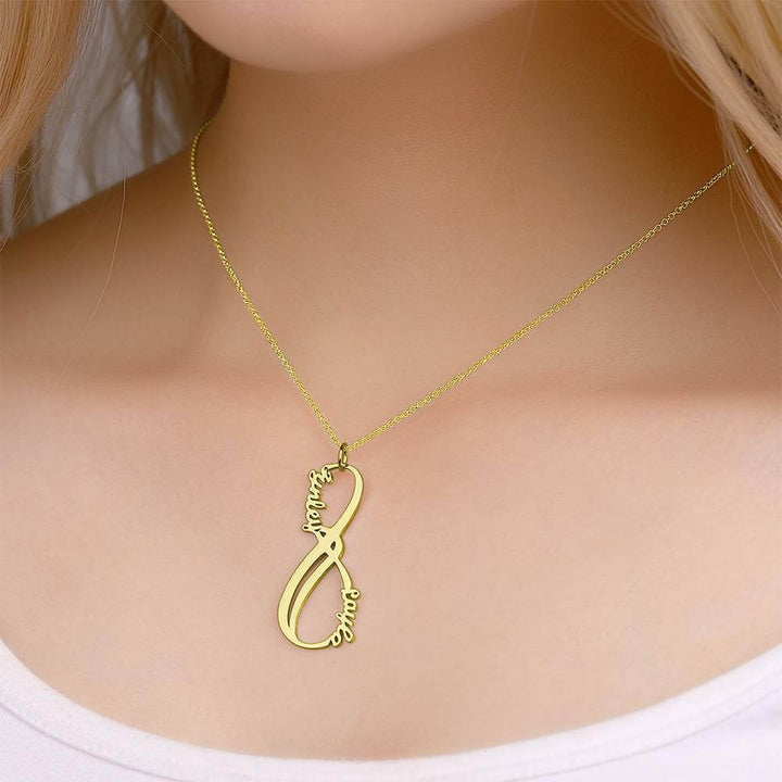 Name Necklace, Infinity Necklace with Two Names 14K Gold Plated - Silver - soufeelus