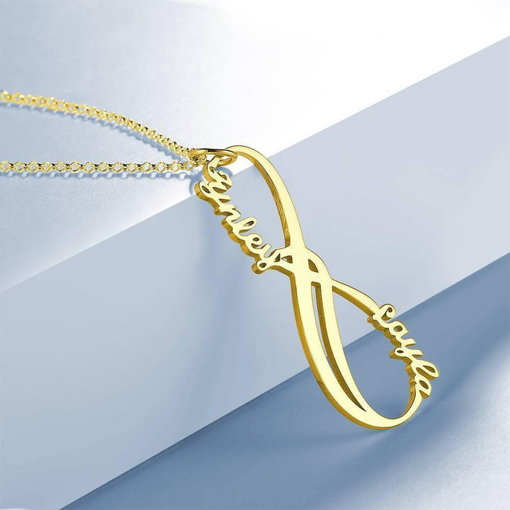 Cissyia.com Personalized Infinity Symbol Two Names Cut-Out Name Necklace