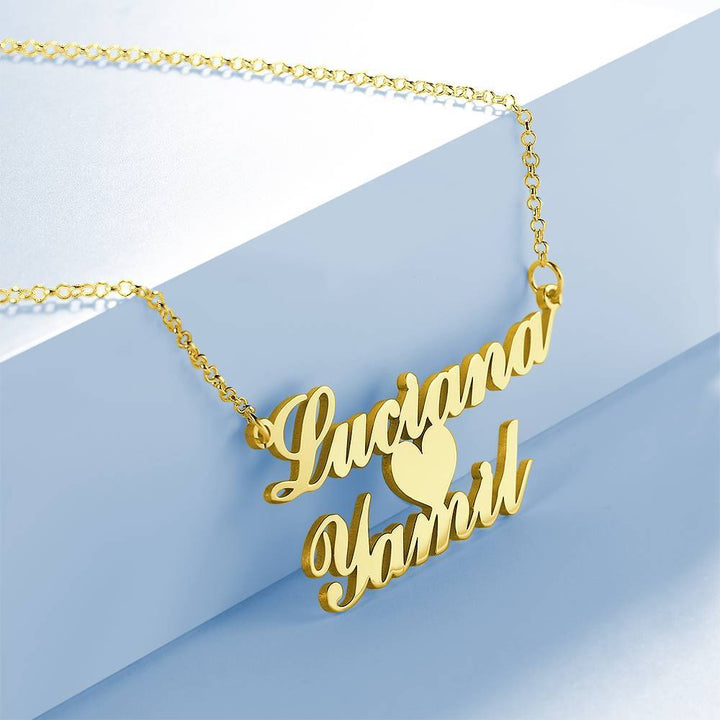 Cissyia.com Sterling silver personalized Heart Two Names Cut-Out Name Necklace
