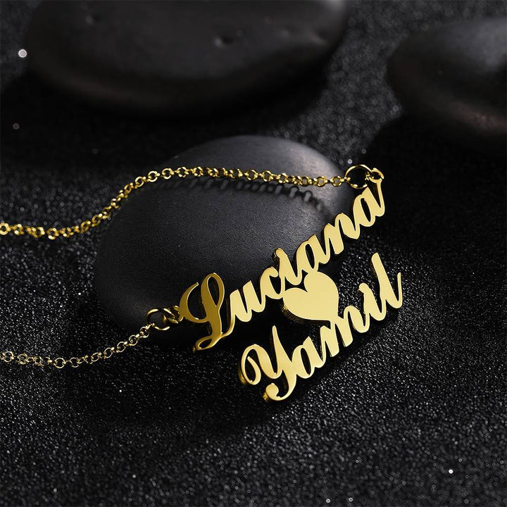 Cissyia.com Sterling silver personalized Heart Two Names Cut-Out Name Necklace