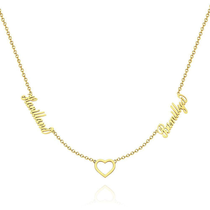 Cissyia.com Personalized Heart Cut-Out and Two Names Cut-Out Name Necklace for Couples
