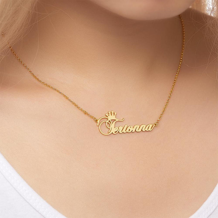 Cissyia.com Personalized Crown Cut-Out Name Necklace