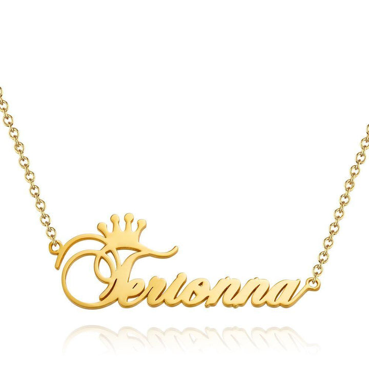 Cissyia.com Personalized Crown Cut-Out Name Necklace