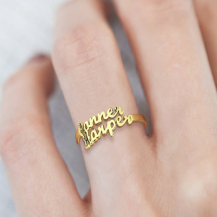 Cissyia.com Personalized Two Names Cut-Out Ring