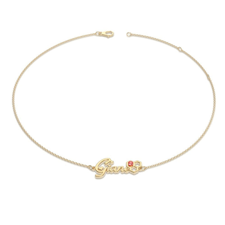 Cissyia.com Gemstone Personalized Two Names Cut-Out Engraved Bracelet
