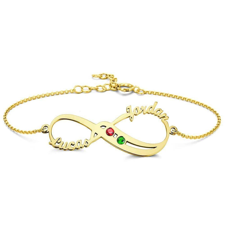 Cissyia.com Infinity Symbol Name Bracelet with Two Birthstones