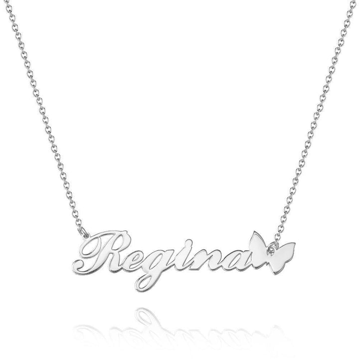 Cissyia.com Personalized Butterfly Name Cut-Out Necklace in Solid Sterling Silver