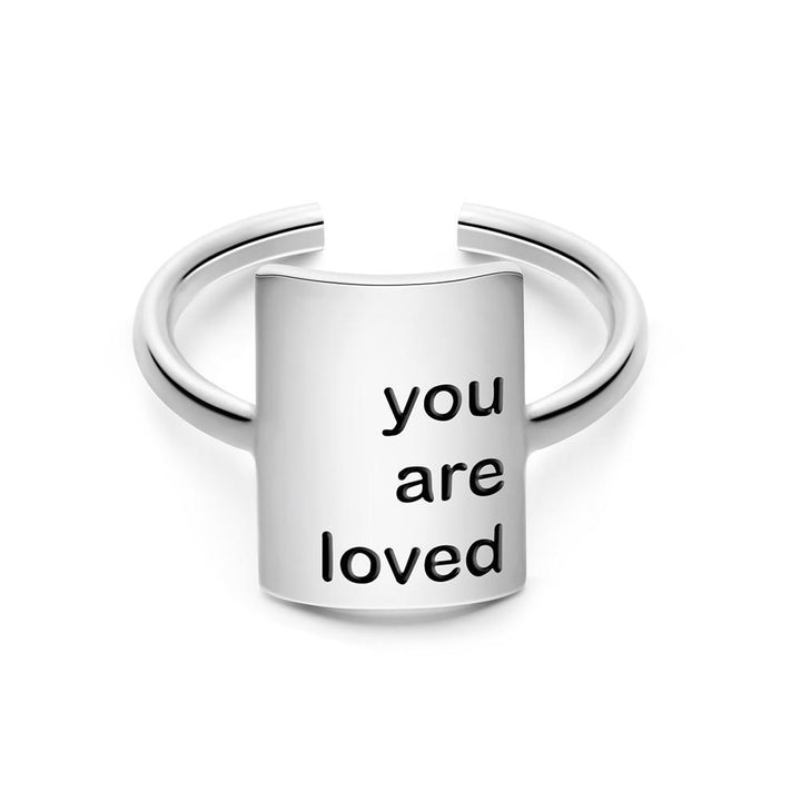 Cissyia.com Personalized Square Engravable Cuff Ring