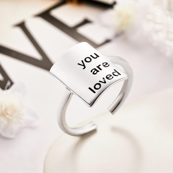 Cissyia.com Personalized Square Engravable Cuff Ring