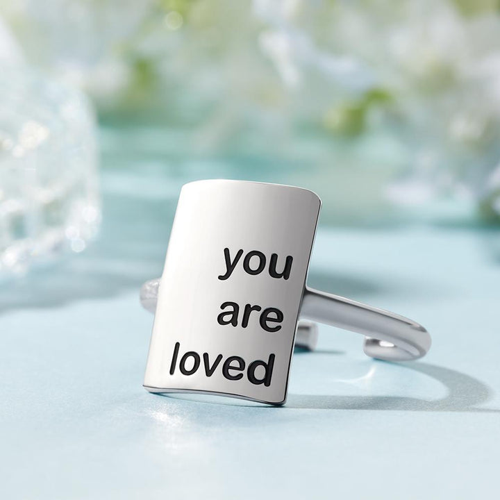 Cissyia.com Personalized Square Engravable Cuff Ring