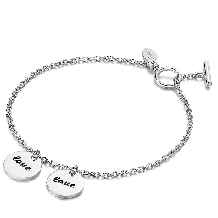 Cissyia.com Personalized Two Disc Charms Toggle Bracelet