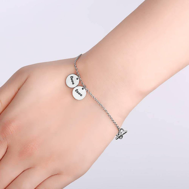 Cissyia.com Personalized Two Disc Charms Toggle Bracelet