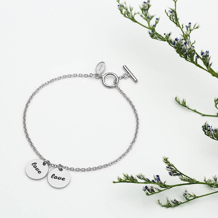 Cissyia.com Personalized Two Disc Charms Toggle Bracelet