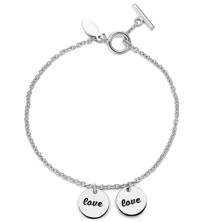 Cissyia.com Personalized Two Disc Charms Toggle Bracelet