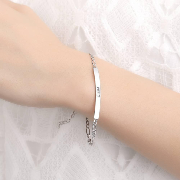 Cissyia.com Stainless Steel Personalized Bar Engraved Bracelet