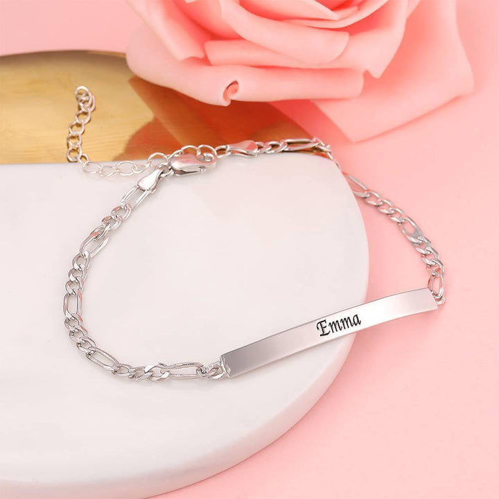 Cissyia.com Stainless Steel Personalized Bar Engraved Bracelet