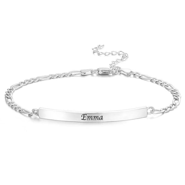 Cissyia.com Stainless Steel Personalized Bar Engraved Bracelet