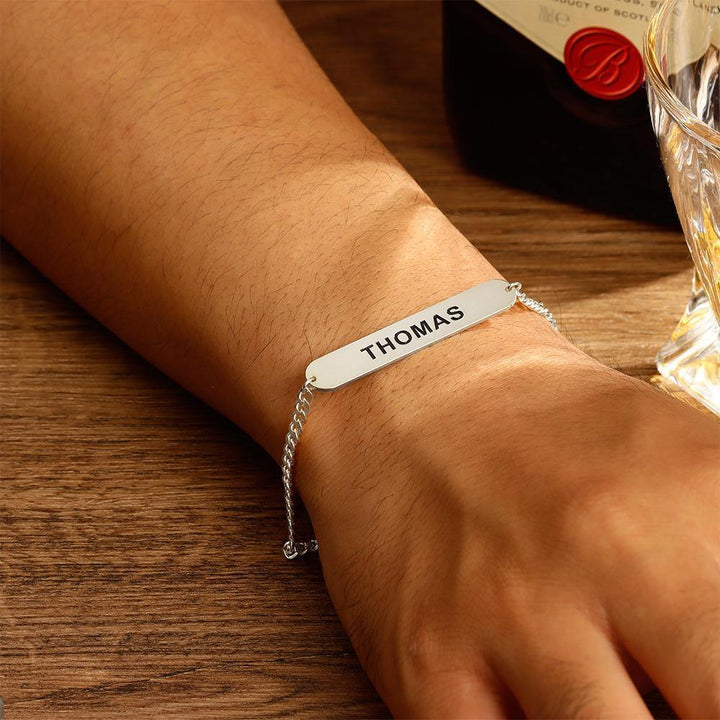 Cissyia.com Men’s Personalized Engravable Bar Engraved Bracelet