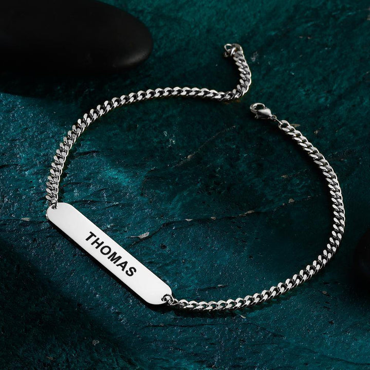 Cissyia.com Men’s Personalized Engravable Bar Engraved Bracelet