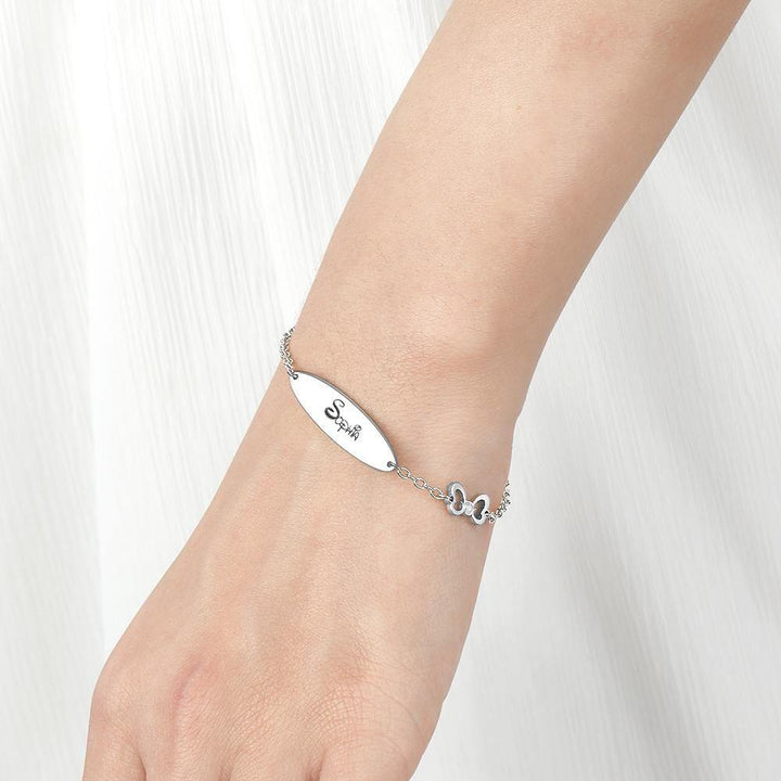 Cissyia.com Personalized Engravable Oval Tag Engraved Bracelet