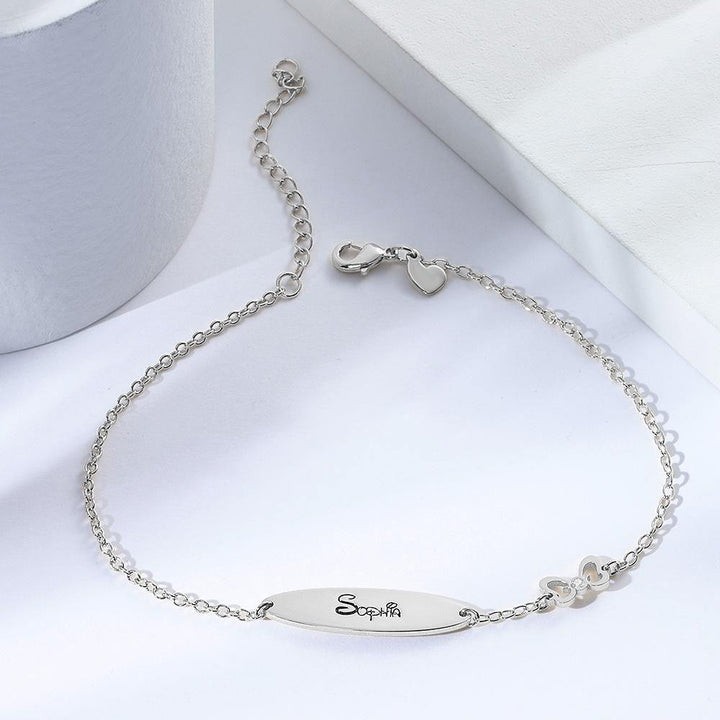 Cissyia.com Personalized Engravable Oval Tag Engraved Bracelet
